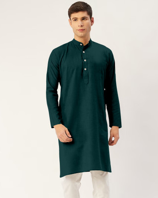 SEFRONI Men Solid Straight Kurta(Dark Green)