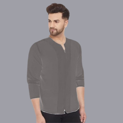 COSLETIC Men Solid Straight Kurta(Black)