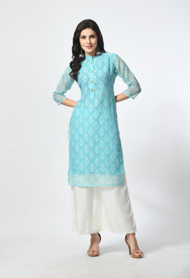 MAURYA Women Printed A-line Kurta(Blue)