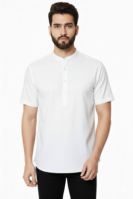 Super Weston Men Solid Straight Kurta(White)