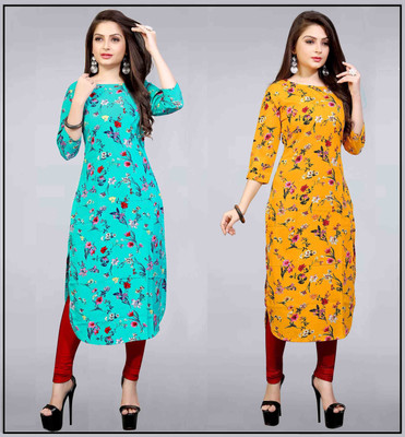 Shree Sarrvottam Fashion Women Printed Straight Kurta(Multicolor)