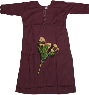 ANNAMALAIYAR TEX Women Solid Straight Kurta(Brown)