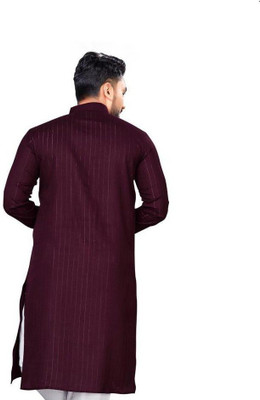 Krudha Men Solid Straight Kurta(Maroon)