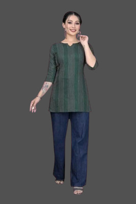 Db Fashion Kx Women Striped A-line Kurta(Green)