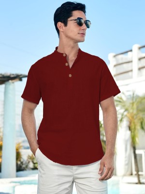 Vida Loca Men Solid Straight Kurta(Maroon)