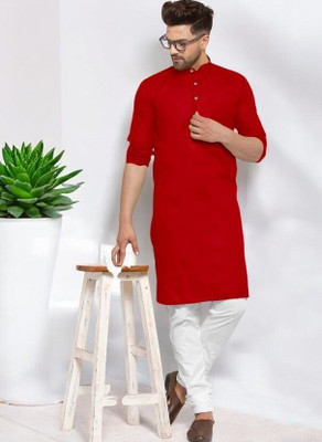 Rashmi Genz Men Printed Straight Kurta(Red)