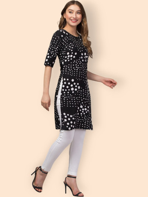 E&A Enterprises Women Printed Straight Kurta(Black)