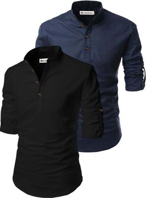 RAREMARK Men Solid Straight Kurta(Dark Blue)