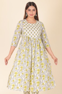 Aramya Women Floral Print A-line Kurta(Yellow)