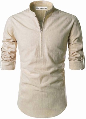 RAREMARK Men Solid A-line Kurta(Beige)