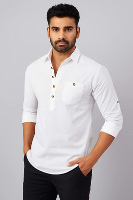 VIMASUTI Men Solid Straight Kurta(Dark Blue)