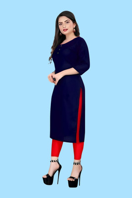 HouseOfCommon Women Self Design, Solid A-line Kurta(Blue)