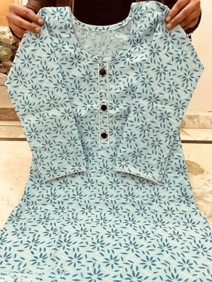 ACE COLLECTION Women Printed A-line Kurta(Blue)