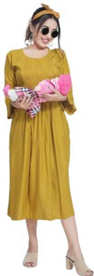Shri Shyama Creation Women Solid A-line Kurta(Yellow)