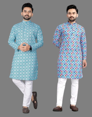 DHASU TRENDZ Men Printed Straight Kurta(Multicolor)