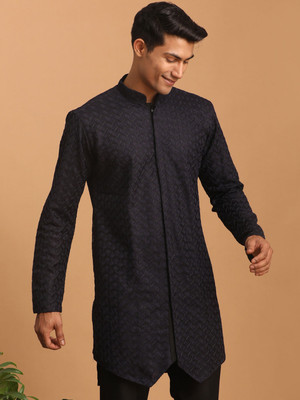 VASTRAMAY Men Solid Straight Kurta(Dark Blue)
