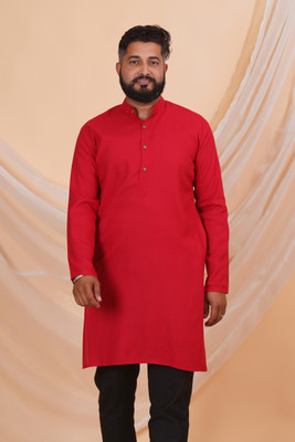 JAIPUR RAJWADA Men Solid Straight Kurta(Maroon)