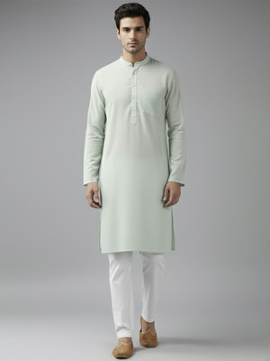 Yugnik Men Solid Straight Kurta(Gold)