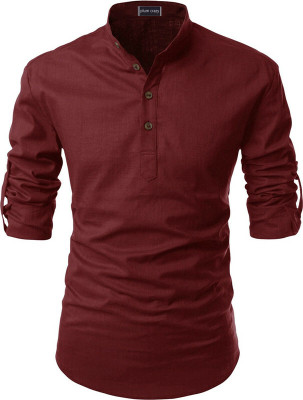 Plum Crazy Men Solid Pathani Kurta(Maroon)