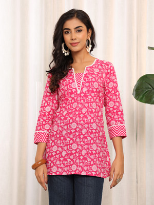 Varanga Women Printed Straight Kurta(Pink)