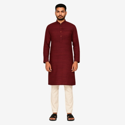 Tarannum Men Solid Straight Kurta(Maroon)
