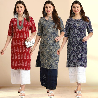 1 Stop Fashion Women Printed A-line Kurta(Multicolor)