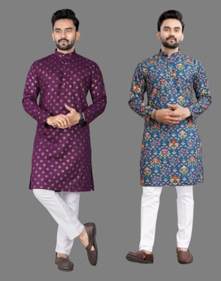 DHASU TRENDZ Men Printed Straight Kurta(Multicolor)
