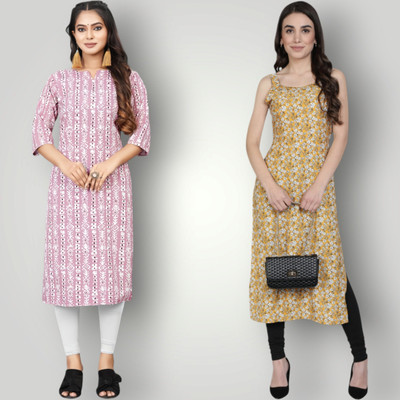 HouseOfCommon Women Printed Straight Kurta(Multicolor)