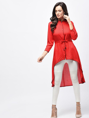 HouseOfCommon Women Solid High Low Kurta(Red)