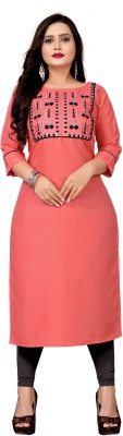 Saiveeha Fashion Women Embroidered Straight Kurta(Pink)