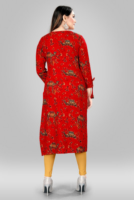 MAARUTI CREATION Women Floral Print A-line Kurta(Light Blue)