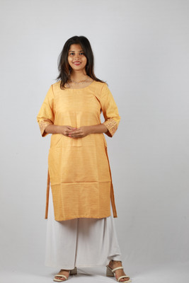 The Rashmi Shikha Women Solid A-line Kurta(Yellow)