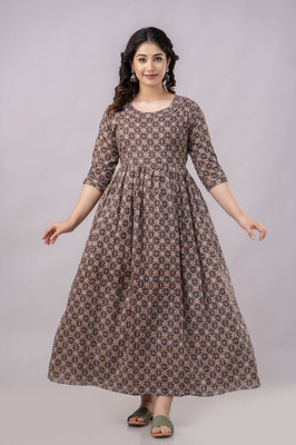 Stylishthreads Women Printed Flared Kurta(Multicolor)