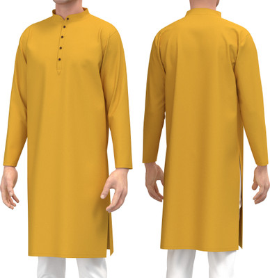 ATTIRE IND Men Solid Straight Kurta(Yellow)