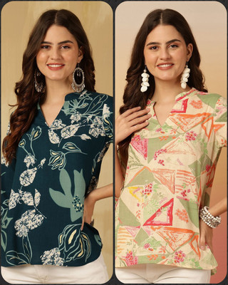 V And V Shop Women Floral Print A-line Kurta(Multicolor)