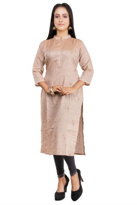 Indrani Fashion Women Embroidered A-line Kurta(Beige)