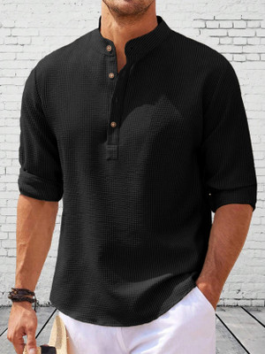 EyeBogler Men Self Design Straight Kurta(Black)