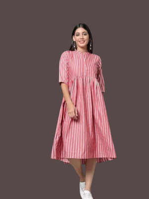 Kfashionb Women Fit and Flare Multicolor Ankle Length Dress