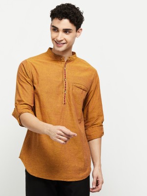 MAX Men Solid Straight Kurta(Yellow)