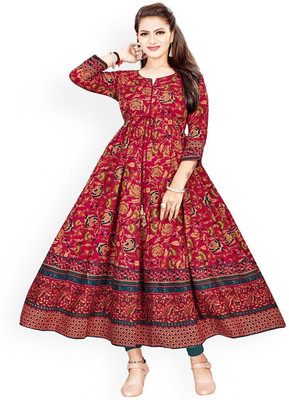 Tvyozs Women Printed Anarkali Kurta(Multicolor)