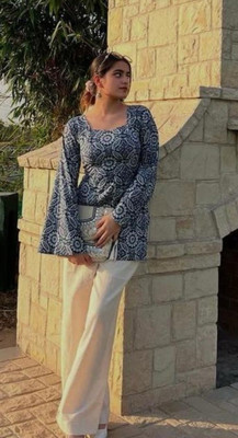 Funish Fashion Women Printed A-line Kurta(Grey)