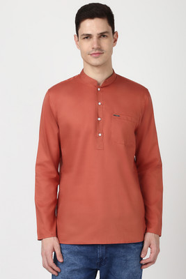 PETER ENGLAND Men Solid A-line Kurta(Orange)