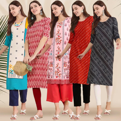 1 Stop Fashion Women Printed A-line Kurta(Multicolor)