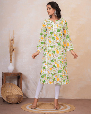 Maaz Chikan Arts Women Printed Ethnic Dress Kurta(Multicolor)