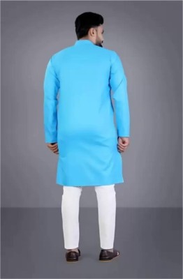 MANIMANN Men Solid Ethnic Dress Kurta(Blue)