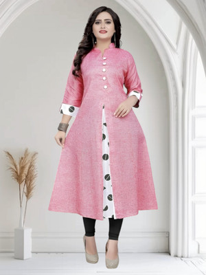TheFashionIcon Women Solid Flared Kurta(Pink)