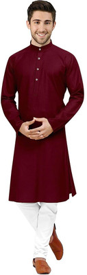 PTV Fashion Men Solid A-line Kurta(Maroon)