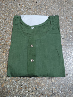 Cipuleyan Women Solid A-line Kurta(Green)