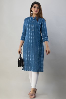 BILONIYAKURTI Women Embroidered Straight Kurta(Blue)