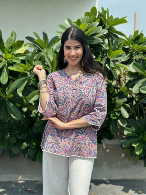 Estela Women Printed Tunic Kurta(Purple)